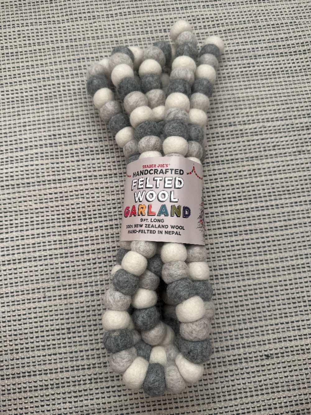 🤍 Trader Joe’s Felted Wool Garland – 9 ft